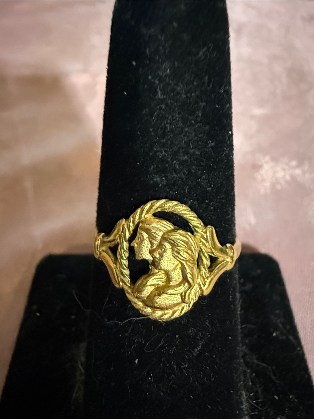Gold Tone Vintage-Style Woman Profile Ring by Avon